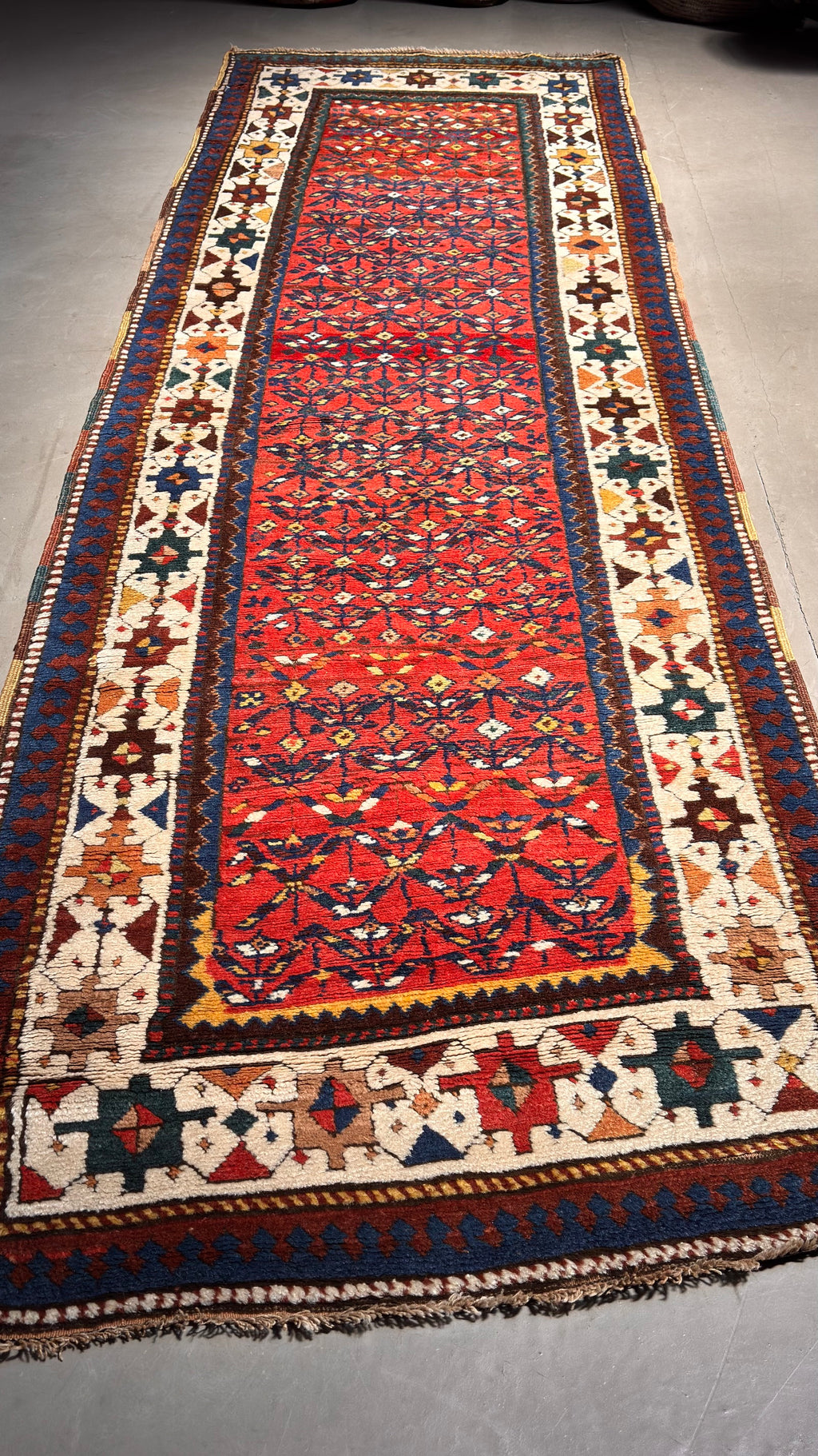 57313 Antique Kurdish Iran Runner 3'5"x11'
