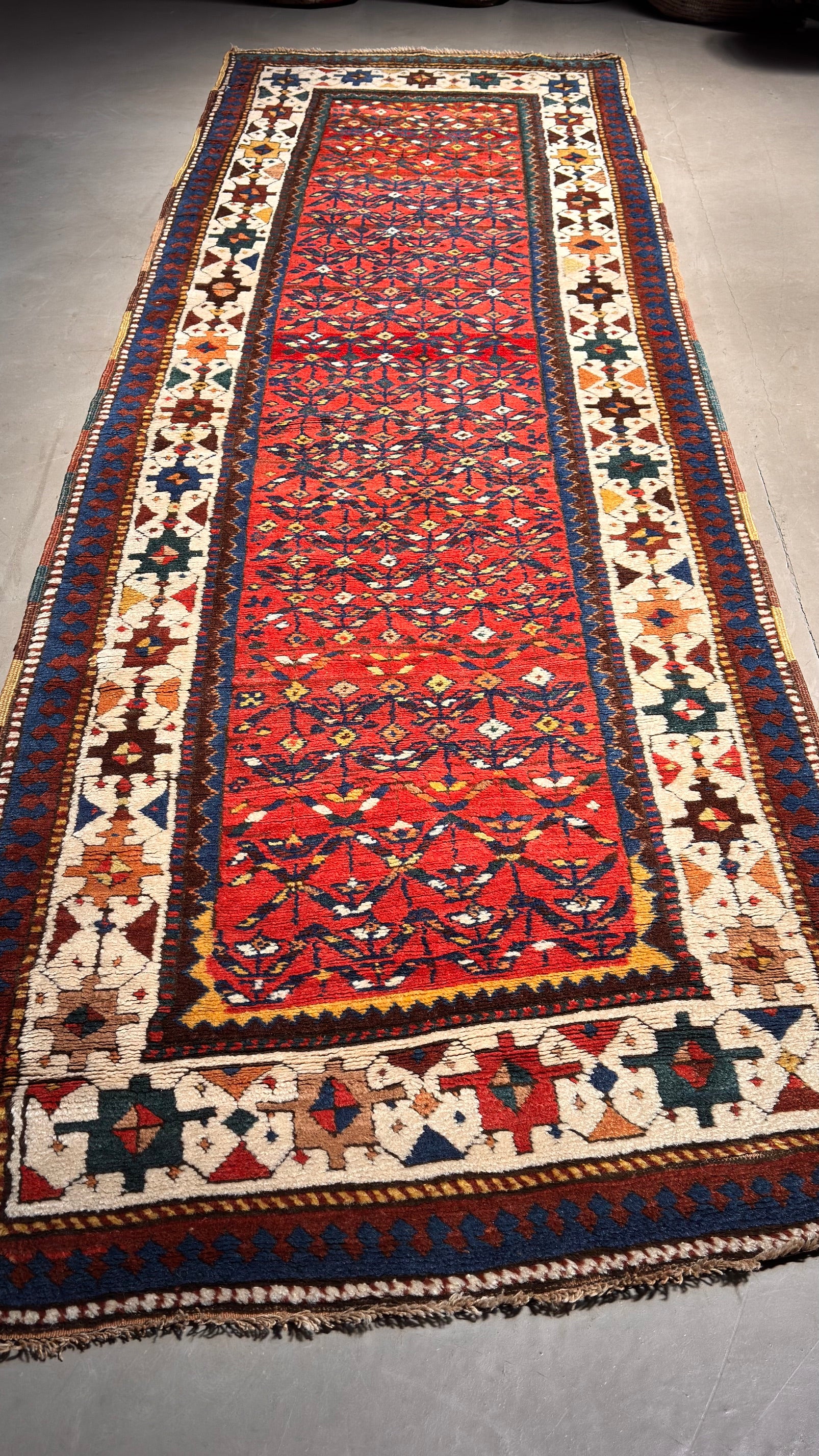 57313 Antique Kurdish Iran Runner 3'5"x11'