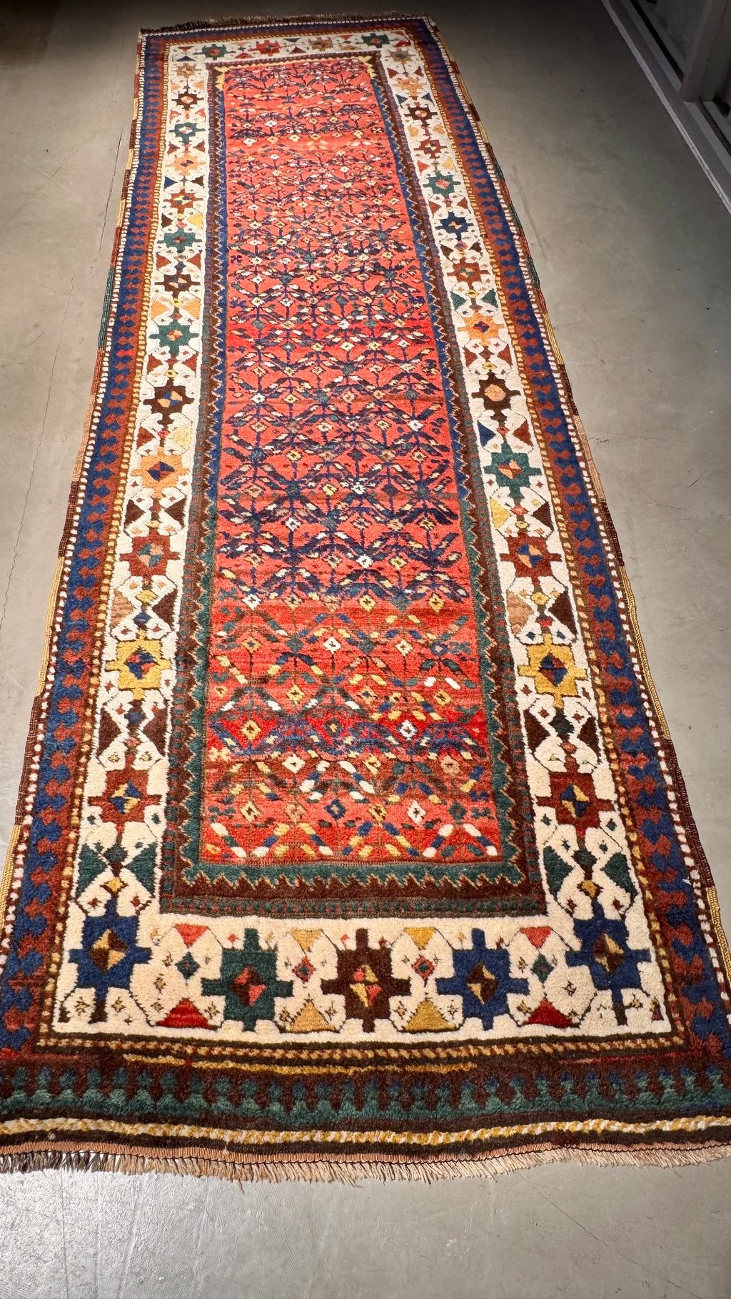 57313 Antique Kurdish Iran Runner 3'5"x11'