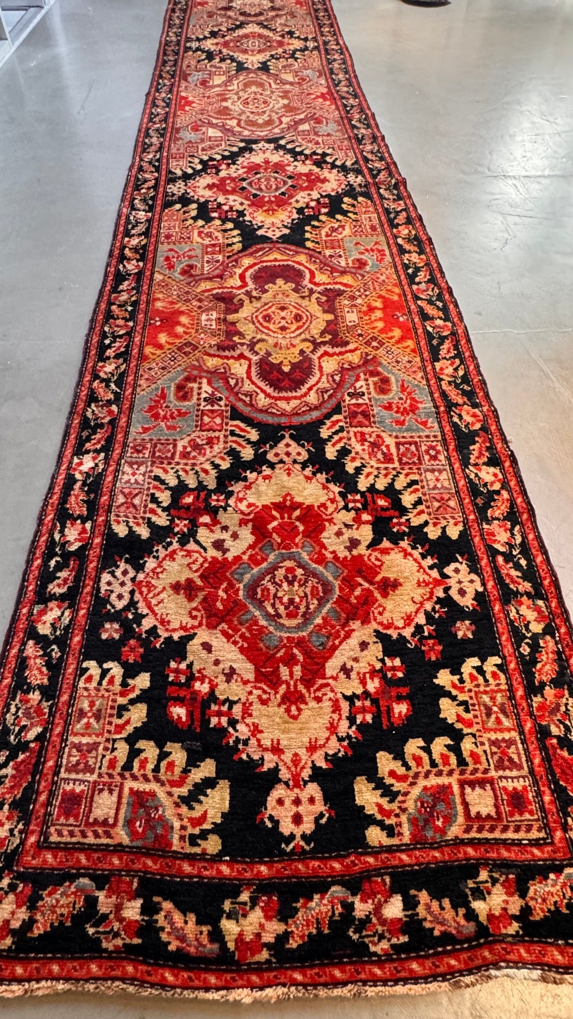 39161 Antique Karabagh runner 3'8"x18'4"