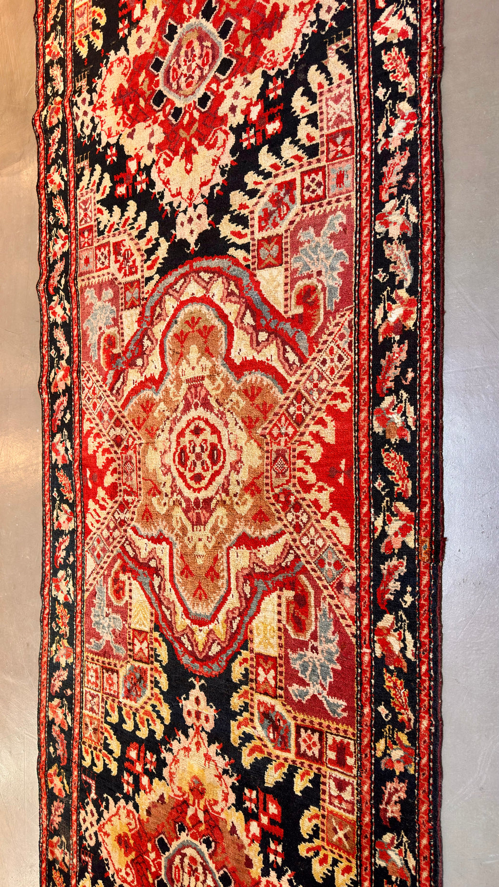 39161 Antique Karabagh runner 3'8"x18'4"