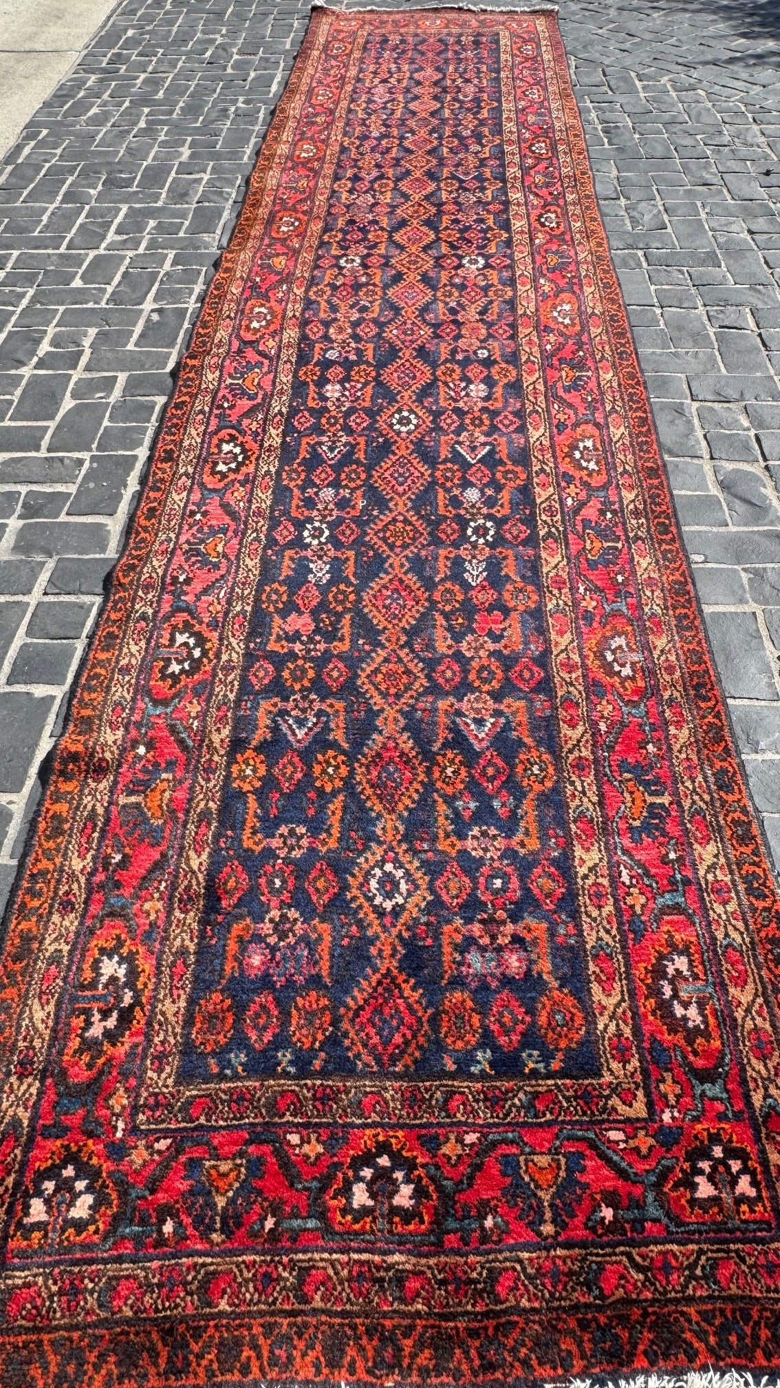 37964 Vintage Persian Tribal Runner 3.8x17.3