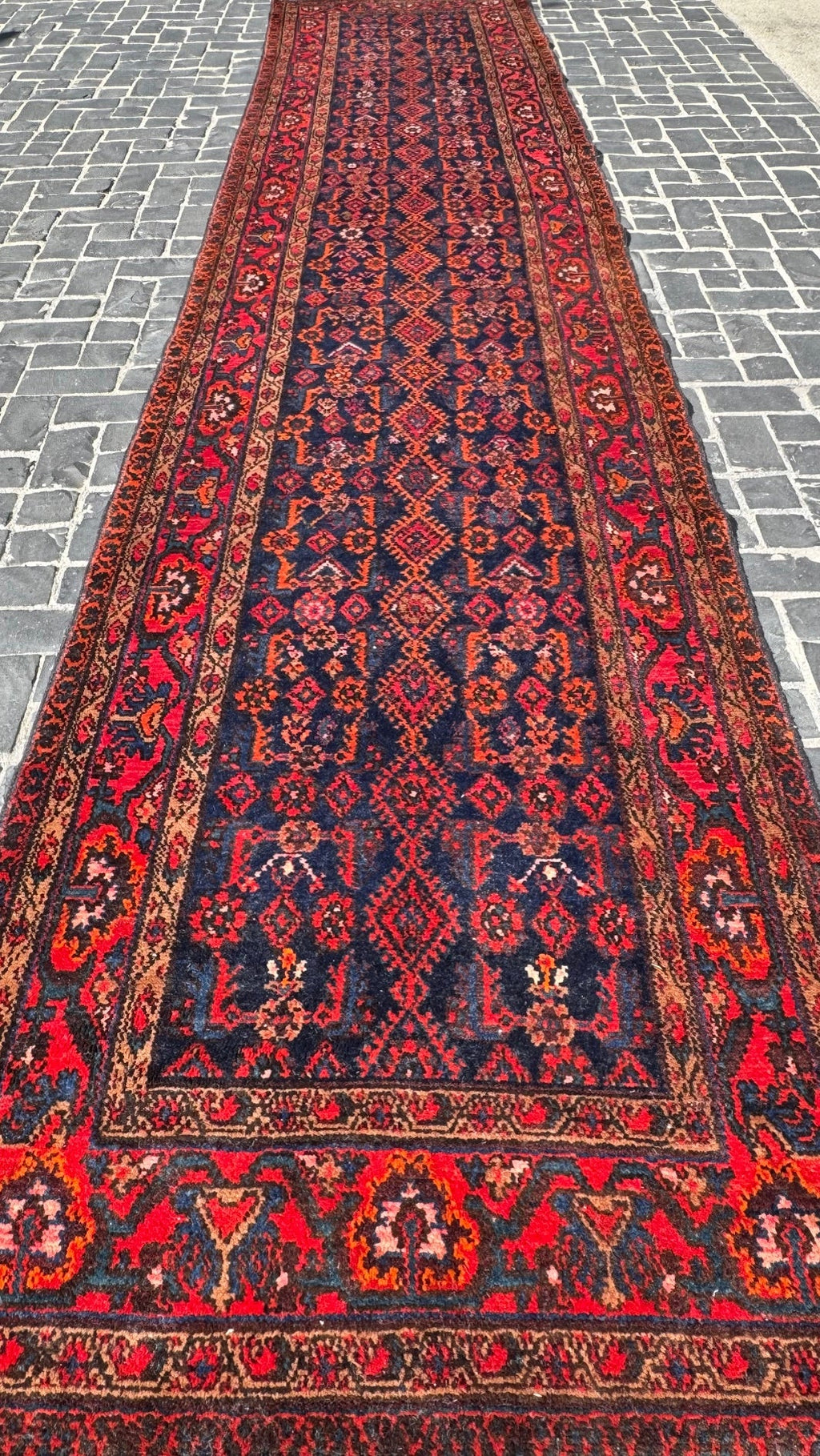 37964 Vintage Persian Tribal Runner 3.8x17.3