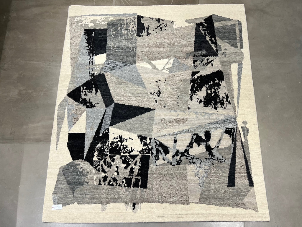 1015 8'x10' Kalaty HX1495 Greys/Black/White Abstract