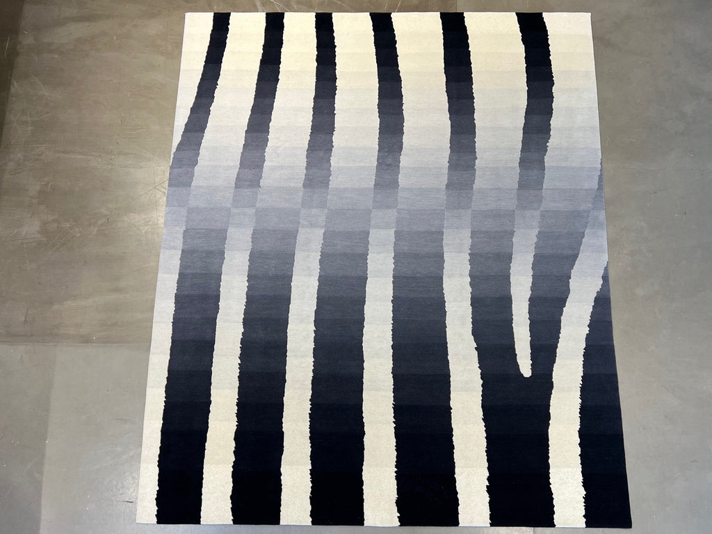1006 8'x10' Tamarian Nepalese rug Liquidation Zebra Ombre Noir