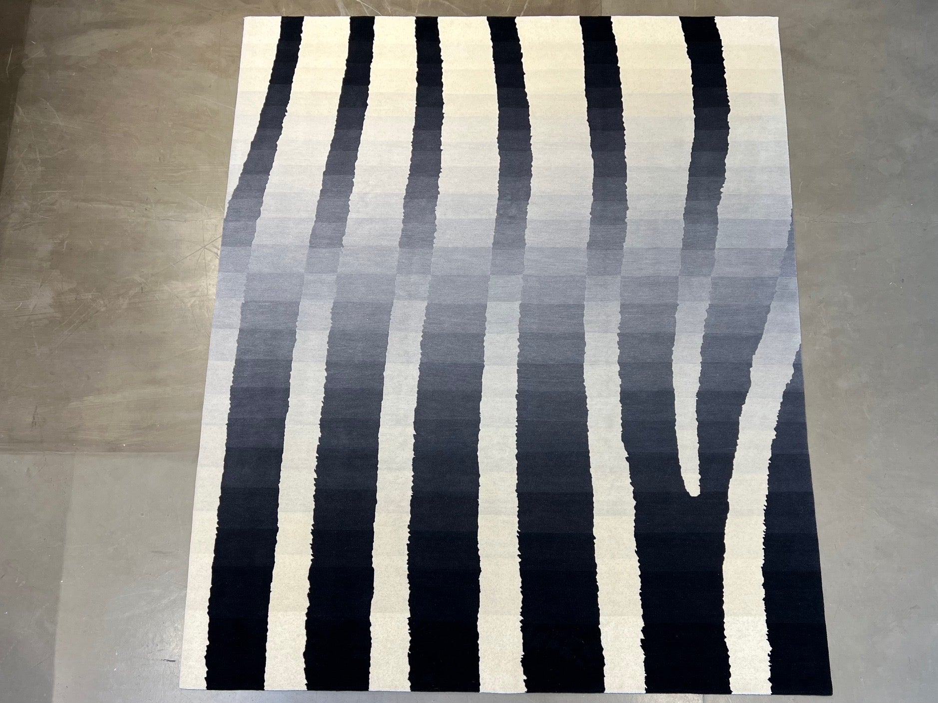 1006 8'x10' Tamarian Nepalese rug Liquidation Zebra Ombre Noir