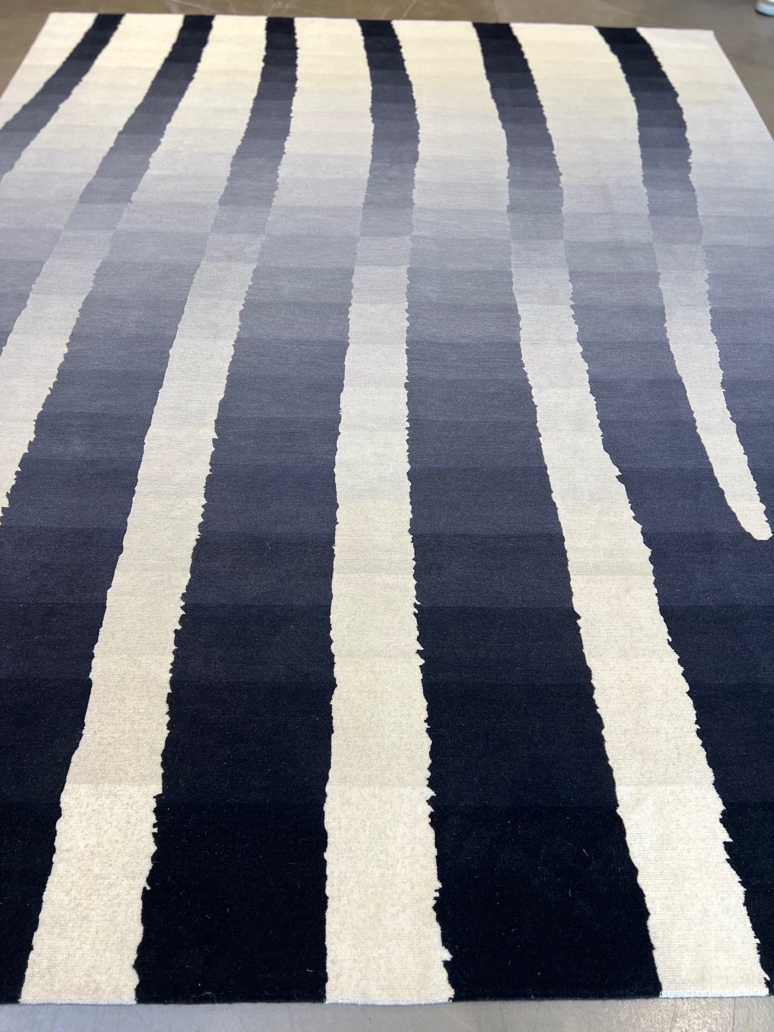 1006 8'x10' Tamarian Nepalese rug Liquidation Zebra Ombre Noir