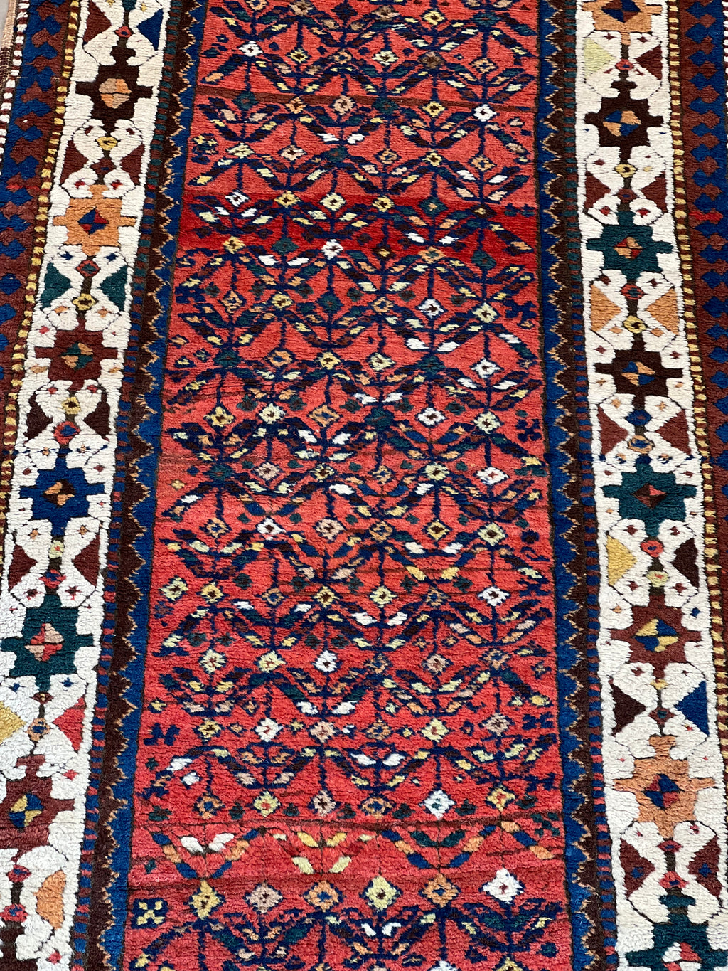 57313 Antique Kurdish Iran Runner 3'5"x11'