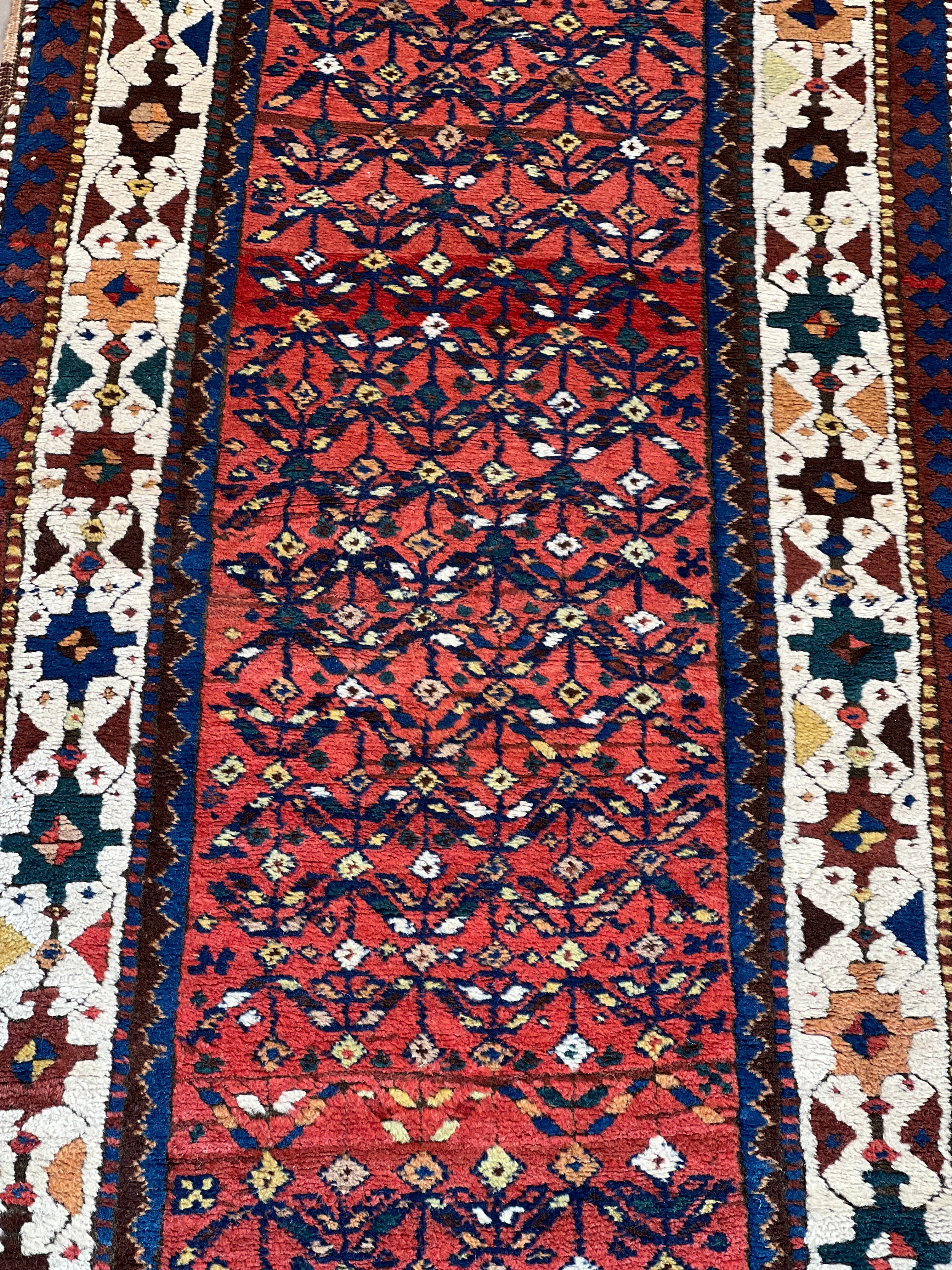 57313 Antique Kurdish Iran Runner 3'5"x11'