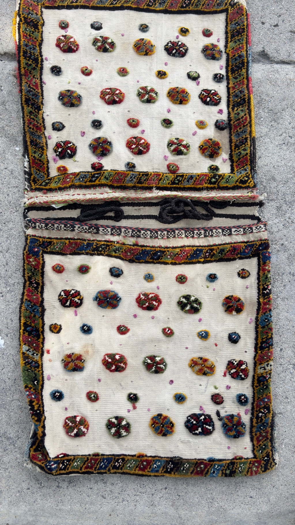 61274 Antique Persian Tribal small double bag 1.4x2.7