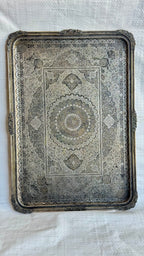 9326.I Very fine Persian copper tray  13"x18"