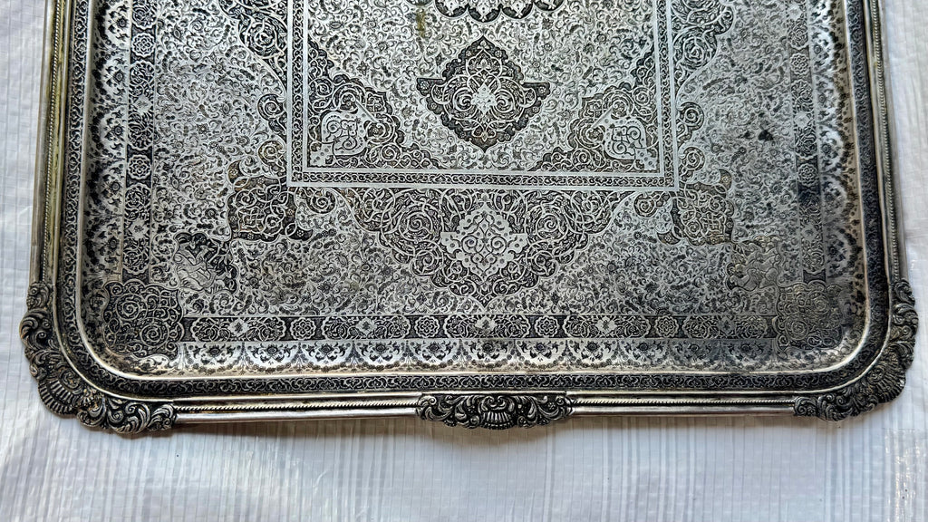 9326.I Very fine Persian copper tray  13"x18"