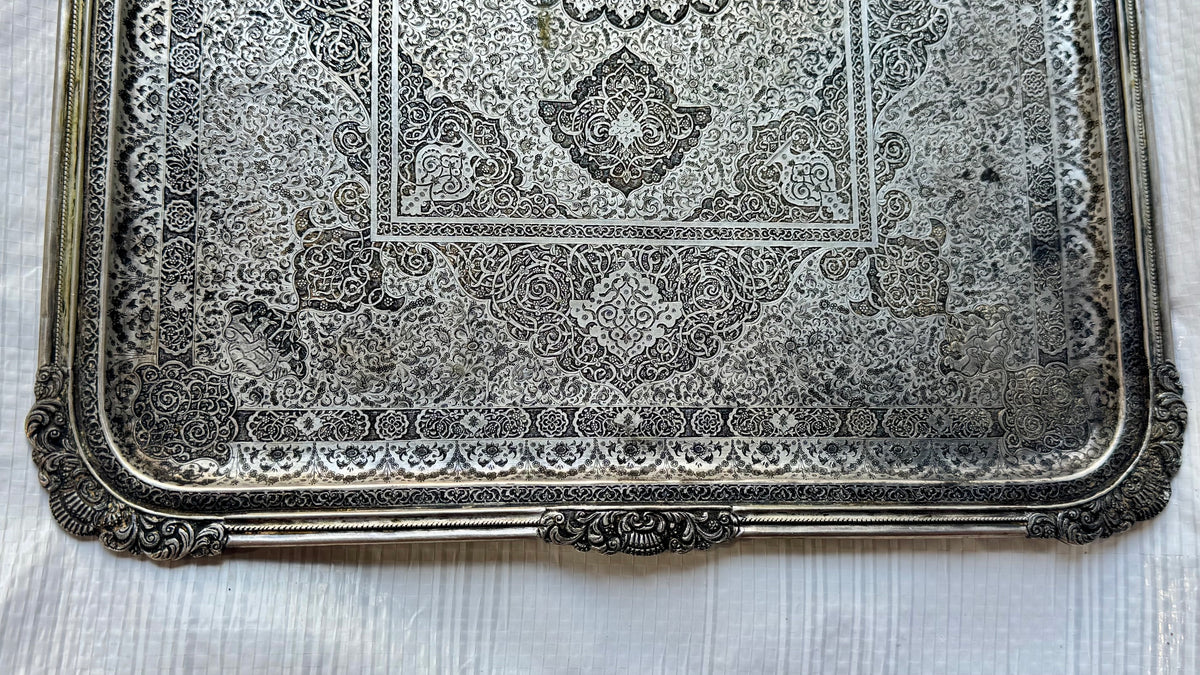 9326.I Very fine Persian copper tray  13"x18"