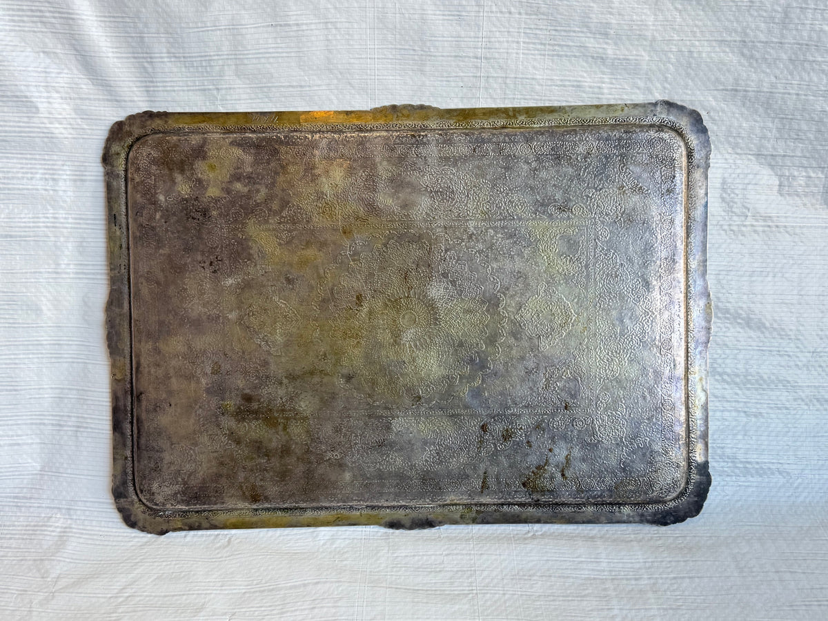 9326.I Very fine Persian copper tray  13"x18"