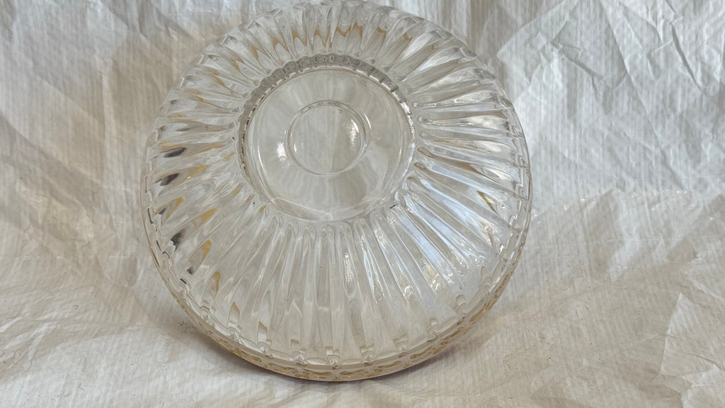 Crystal Bowl 9" by 4" Gilded rim, cut glass