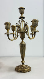 Pair of vintage French Baroque/Rococo style 4 arm brass candelabras