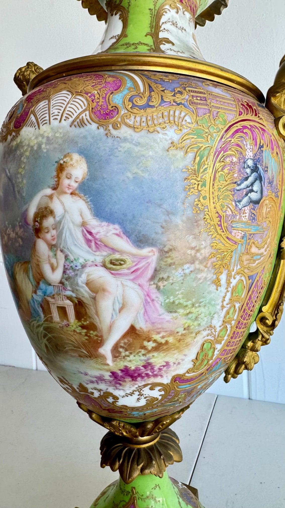 Antique French Porcelain Sevres 26"x9"