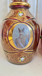Pair of Qajar era Persian bohemian glass decanters/vases 21" by 6"