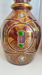 Pair of Qajar era Persian bohemian glass decanters/vases 21" by 6"
