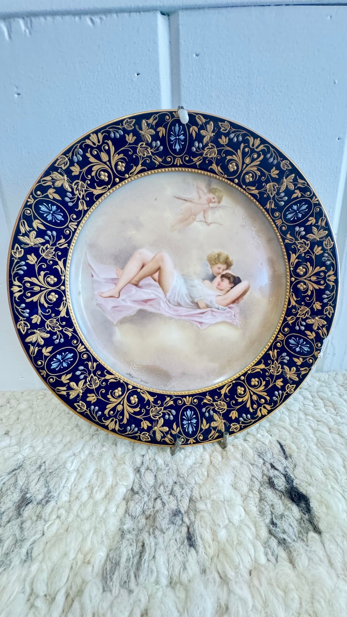 Three antique Sevres porcelain cabinet plates
