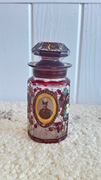 Two antique Persian Bohemian cut glass scent bottles/ portray of Nasser al-din shah Qajar