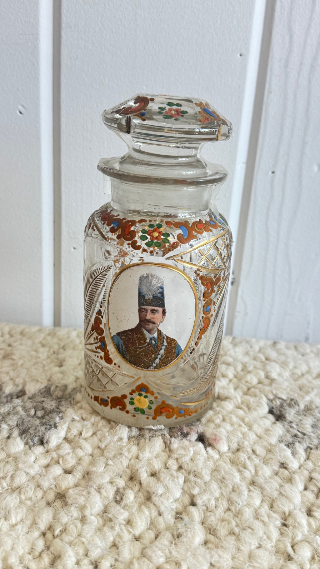 2 Antique Persian Qajar era reverse painted glass snuff bottles (19th Century)