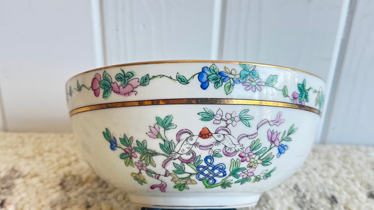 Two vintage rose decorative porcelain Chinese plates
