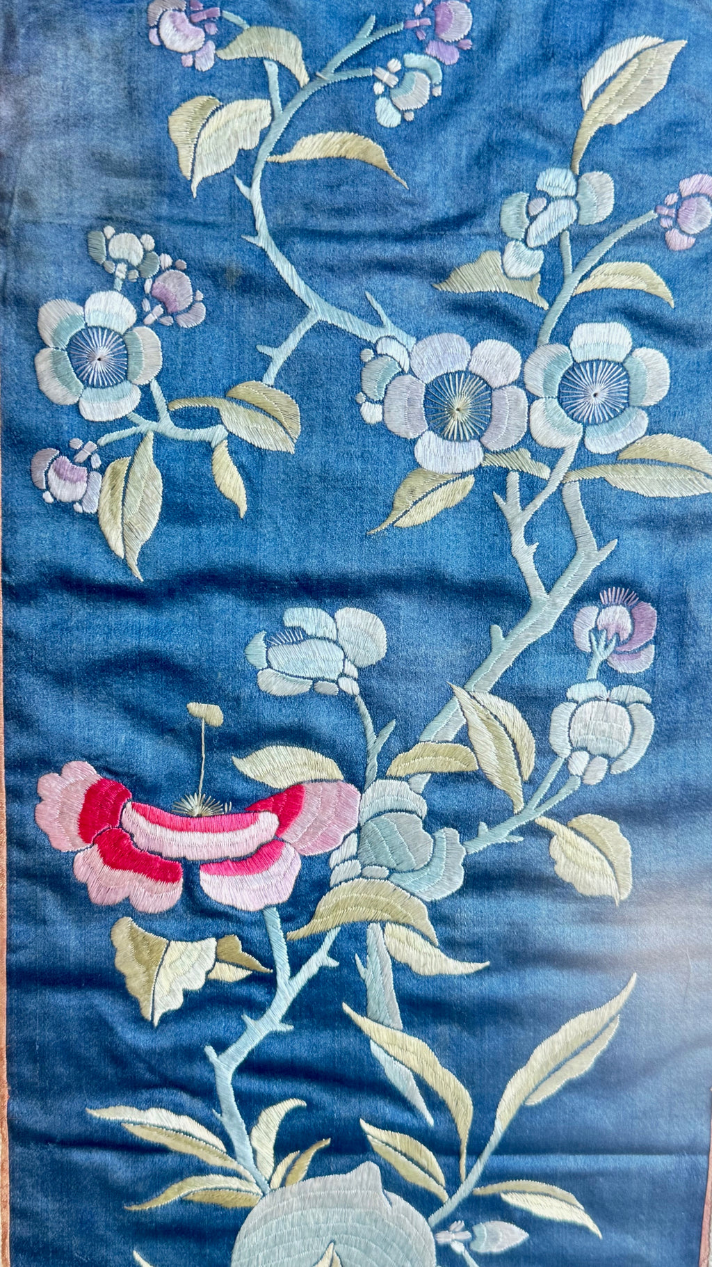 Antique framed Chinese silk panel (Qing Dynasty) 10"x22"