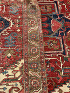 P82525 Antique Iran Heriz 9'10"x9'10"