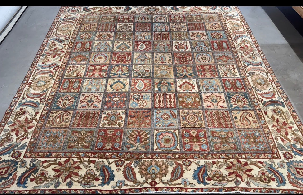 61335 Antique Persian Bakhtiar carpet 10'5" x 11'1"