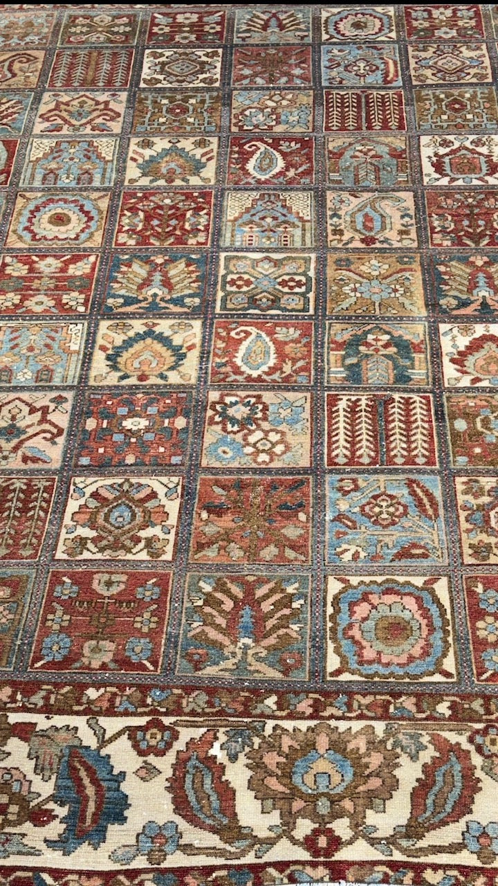 61335 Antique Persian Bakhtiar carpet 10'5" x 11'1"