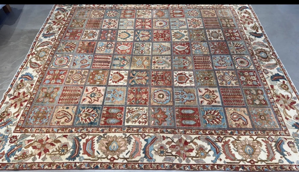 61335 Antique Persian Bakhtiar carpet 10'5" x 11'1"