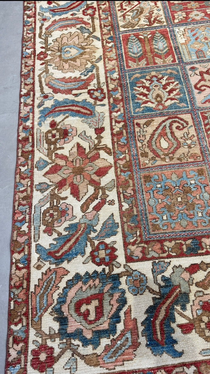 61335 Antique Persian Bakhtiar carpet 10'5" x 11'1"