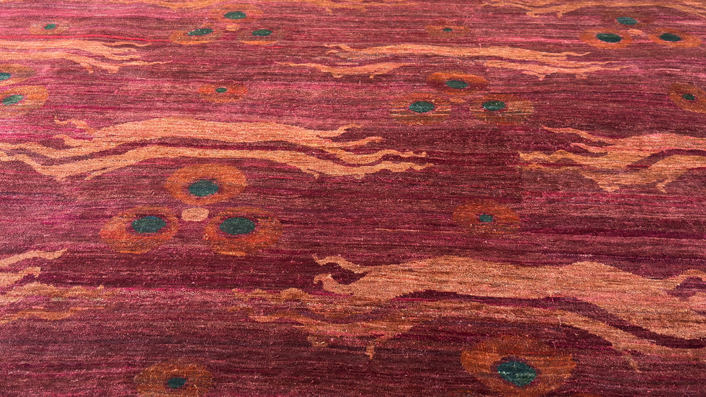 58443 Emre All Silk hand knotted Dragon Rose 8'6" x 10'9"