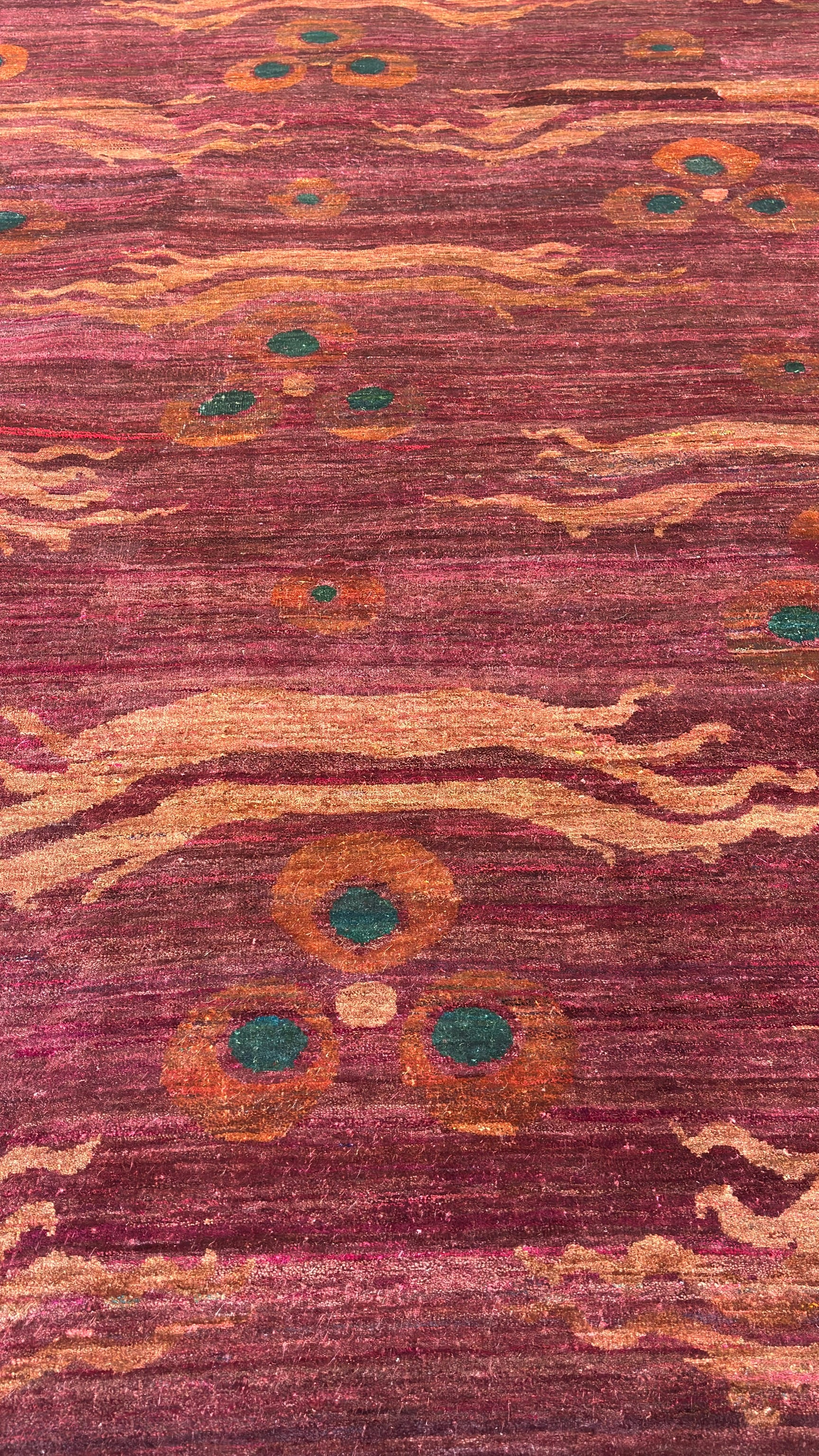 58443 Emre All Silk hand knotted Dragon Rose 8'6" x 10'9"
