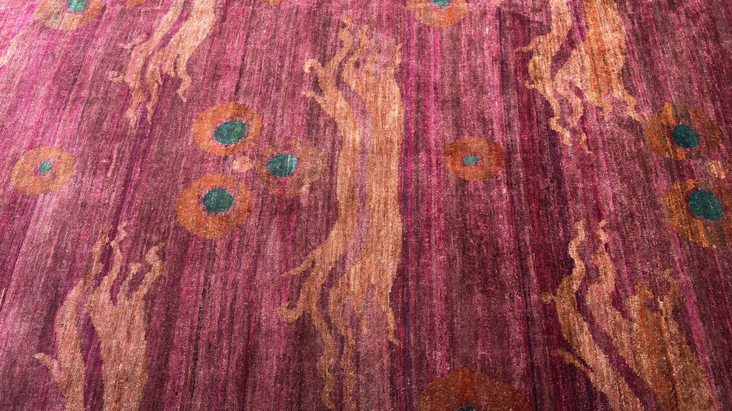 58443 Emre All Silk hand knotted Dragon Rose 8'6" x 10'9"