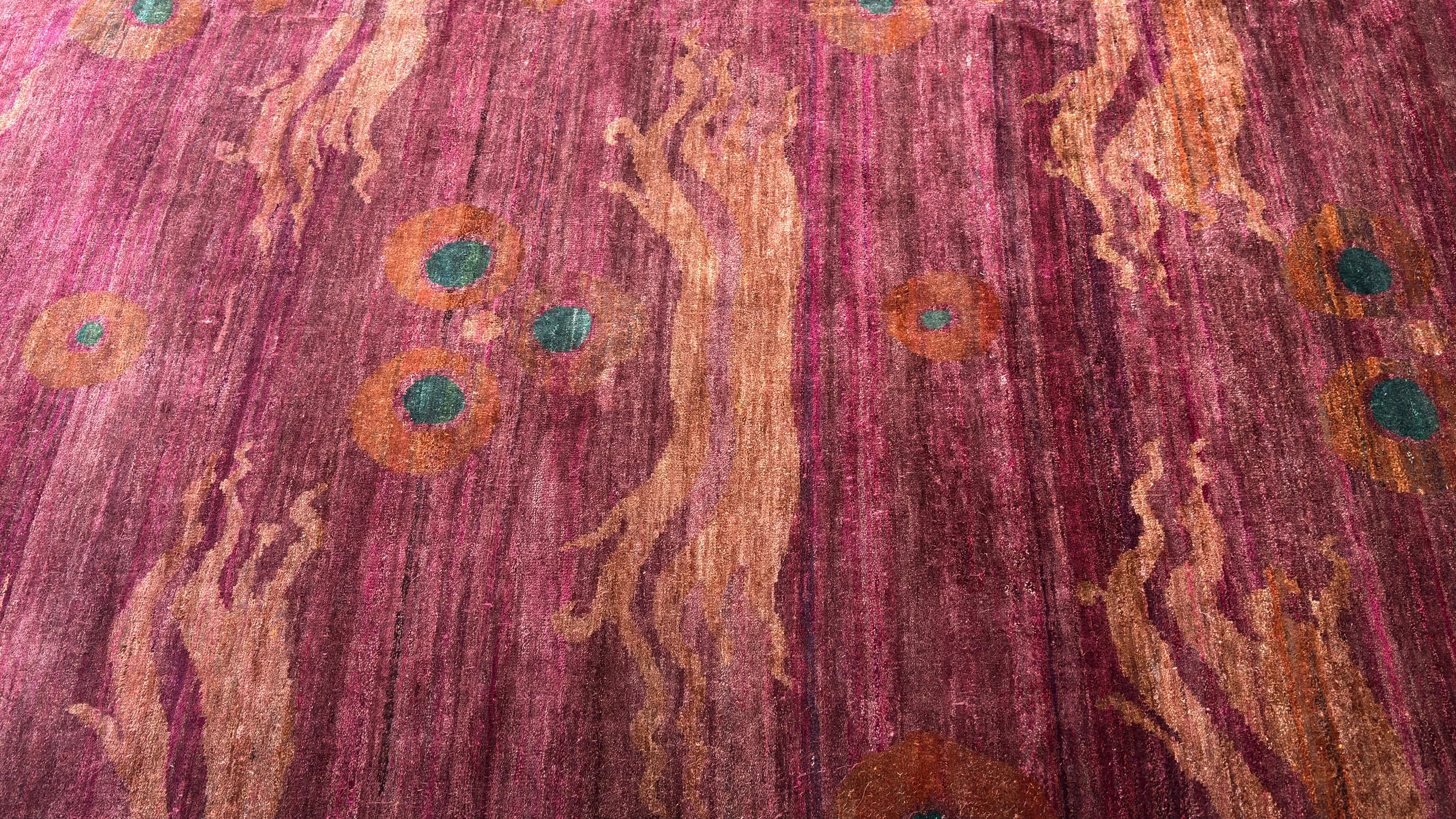 58443 Emre All Silk hand knotted Dragon Rose 8'6" x 10'9"