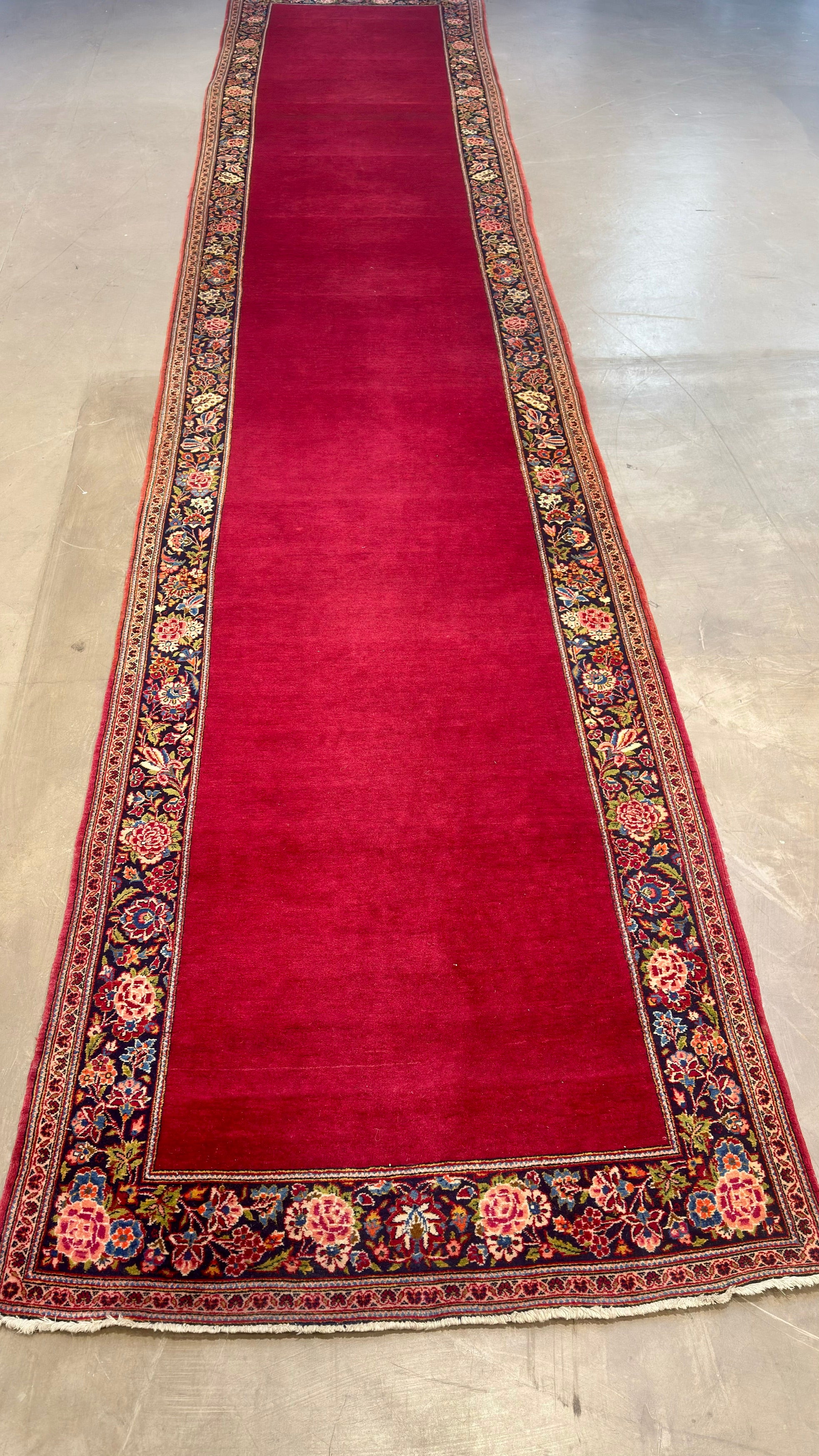 40126 Antique Kashan runner  3.04x17.01