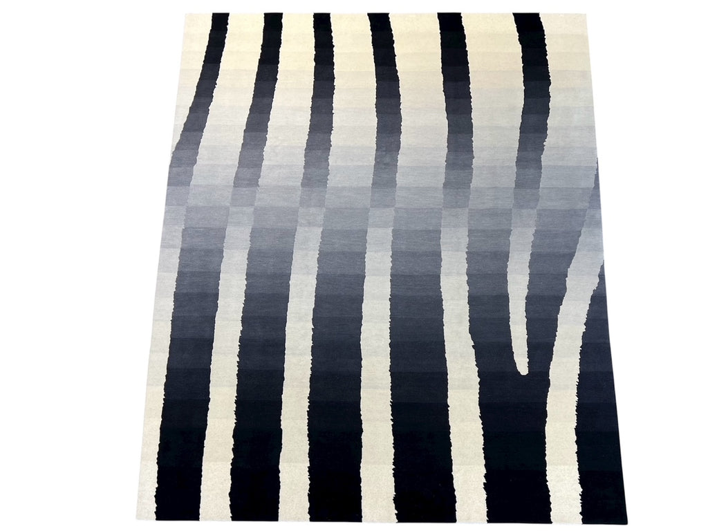 1006 8'x10' Tamarian Nepalese rug Liquidation Zebra Ombre Noir