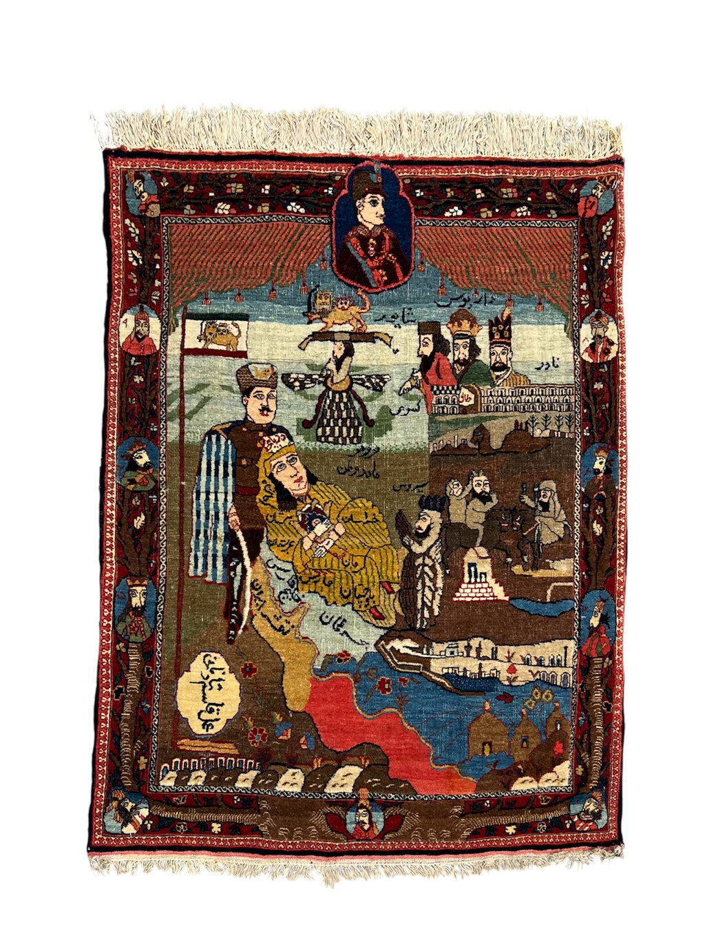 61268 2'8"x3'6" Reza Shah//Map of Iran