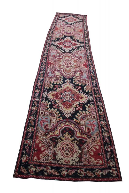 39161 Antique Karabagh runner 3'8"x18'4"