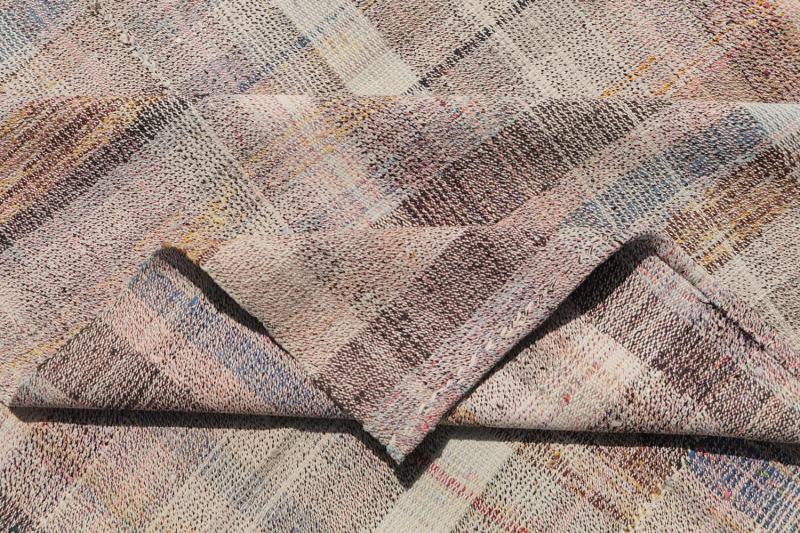 60376 Antique Turkish Handmade Flatweave Rug Size 9'2"x6'