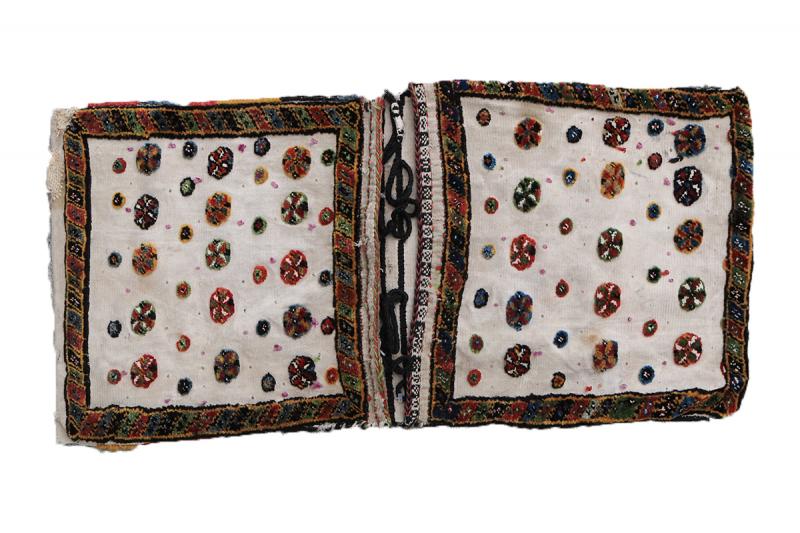 61274 Antique Persian Tribal small double bag 1.4x2.7