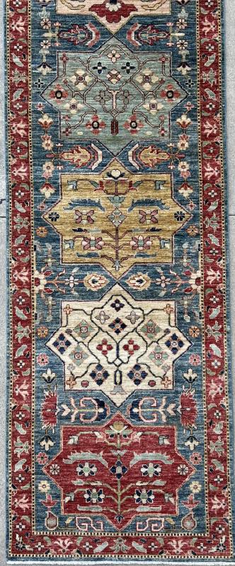 #C23L148 Persian Inspired Afghan Runner 16' x 2'9"