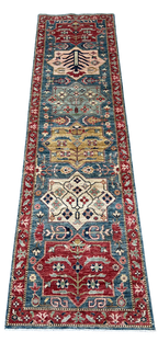 #C23L148 Persian Inspired Afghan Runner 16' x 2'9"