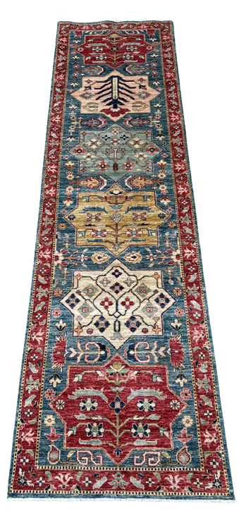 #C23L148 Persian Inspired Afghan Runner 16' x 2'9"
